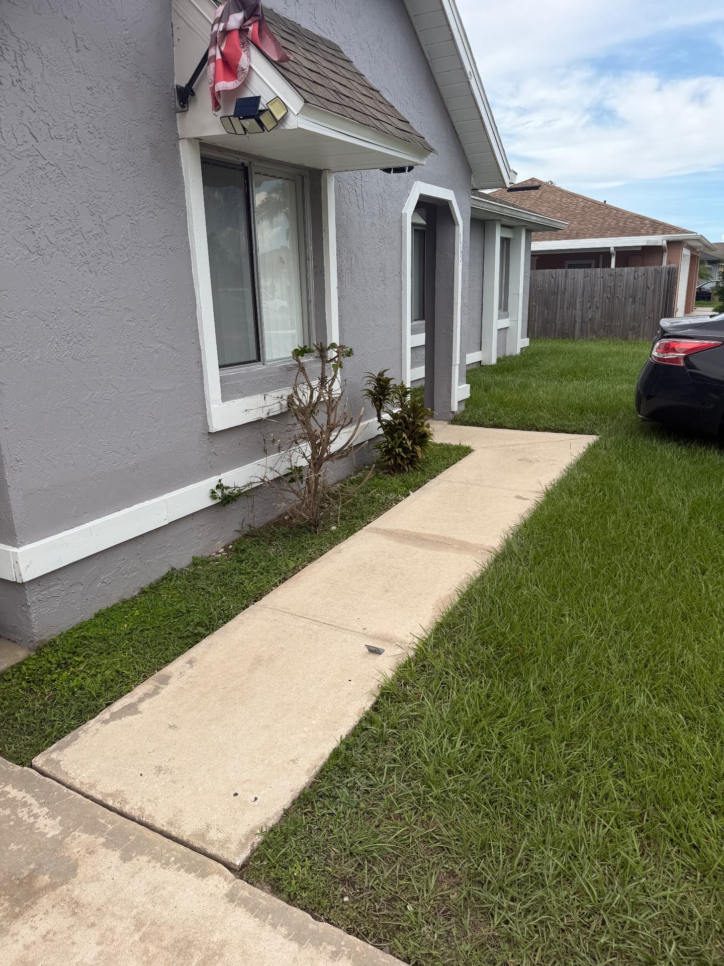 Sidewalk pressure wash after